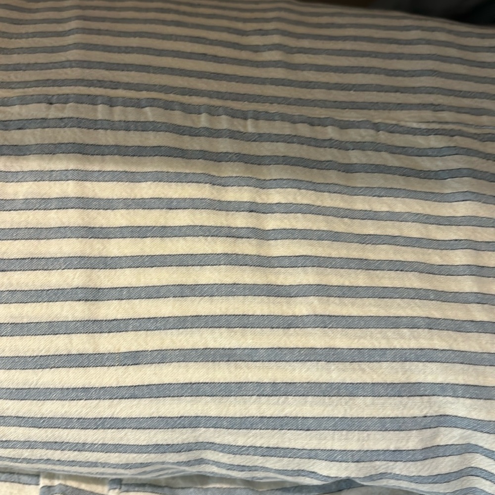 Pottery barn linen duvet cover. Blue striped. Queen size